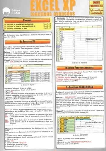 Excel XP : Fonctions avanc�es
