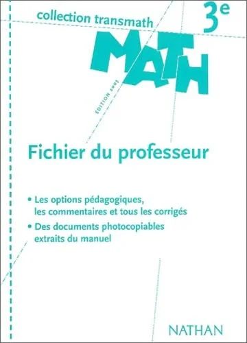 Math 3e : Fichier du professeur
