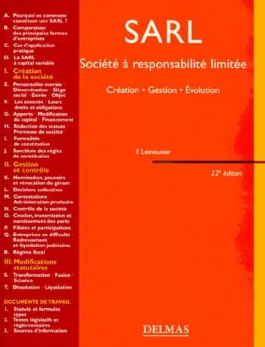 SARL Soci�t� � responsabilit� limit�e
