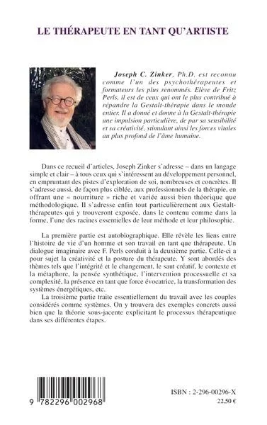 Le thérapeute en tant qu'artiste : Ecrits de 1975 à 2001 - Traces d'une filiation constitutive de la Gestalt-Thérapie